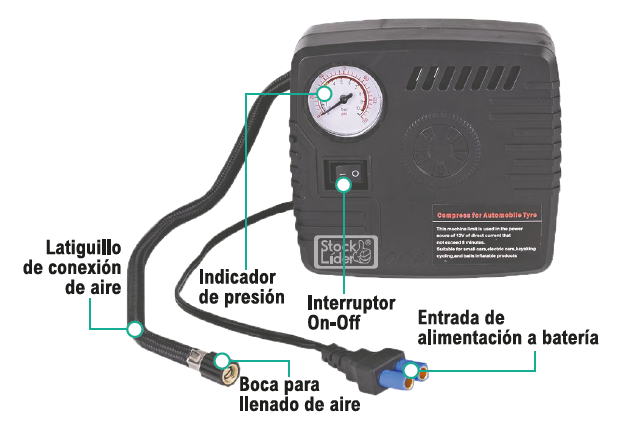 Arrancador para coches con compresor de aire