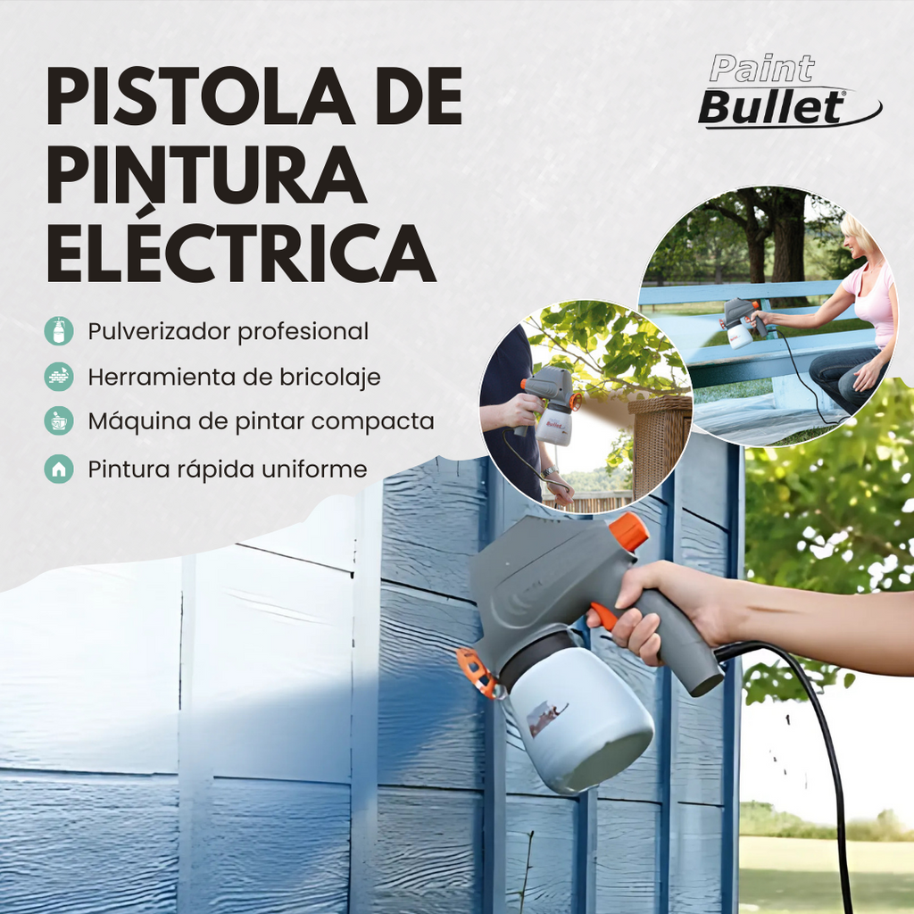 Pistola eléctrica pulverizadora de pintura con acabado profesional