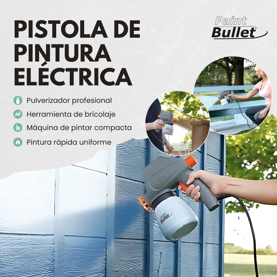 Pistola eléctrica pulverizadora de pintura con acabado profesional