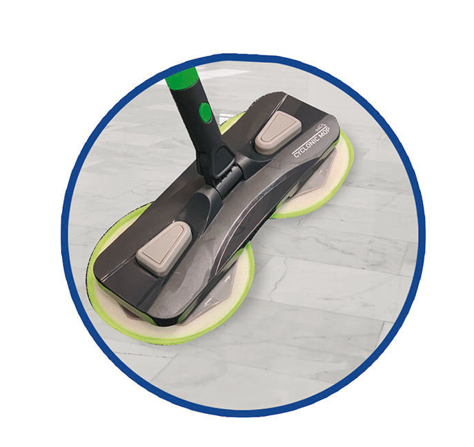 Mopa giratoria 360º que limpia, seca y pule en un solo paso