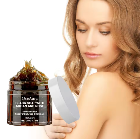 Jabón Negro OCEAURA con Argán y Rosa 200g – Limpieza Profunda y Cuidado Natural de la Piel