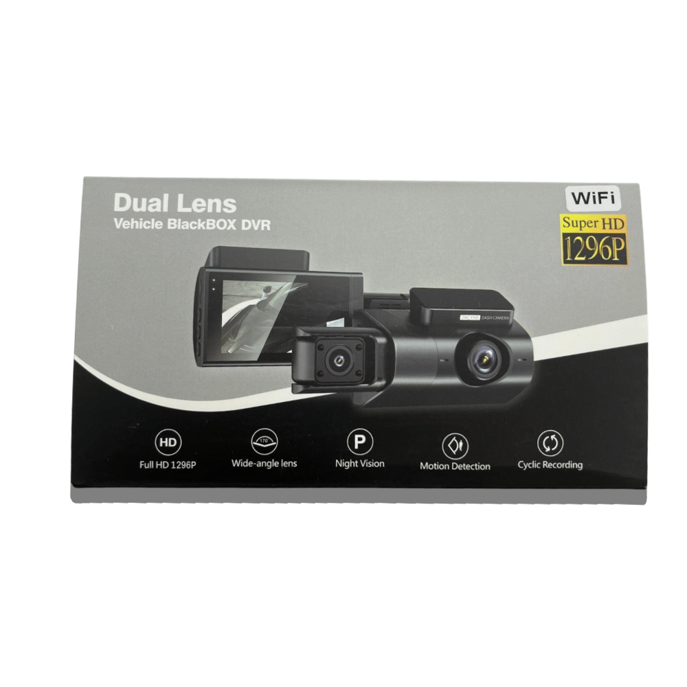Lente Dual Blackbox DVR para Vehículo 1296p con Pantalla LCD 3” LTPS – Seguridad Avanzada en la Carretera